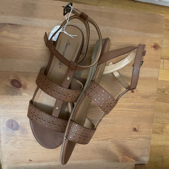 Brand New American Eagle Brown Flat Sandals Size 10 - Picture 2 of 3